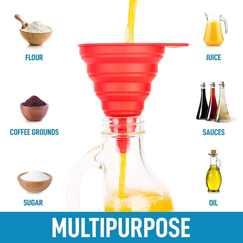Alokrupswam Kitchen Funnel Food Grade Funnels for Filling Bottles Premium Silicone Collapsible Funnel for Transferring Liquid Powder Transfer Large Wide Mouth Canning Funnel Pack of 1