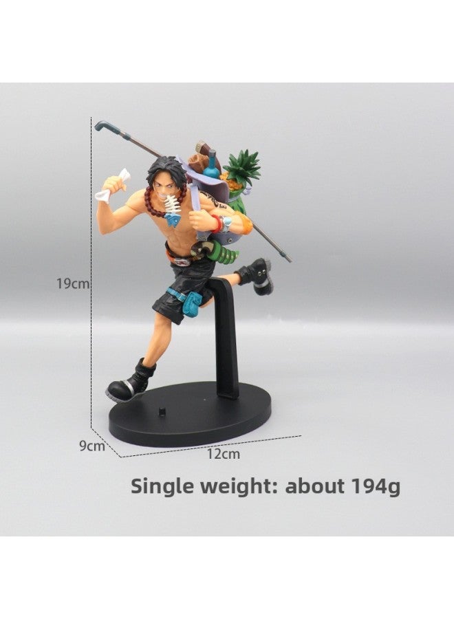 Anime Figurine One Piece Luffy Ace Sabo Running Sailing Backpack Model King Ornament Surrounding Doll Decoration-Color:Running Ace (bag)  - Image 1