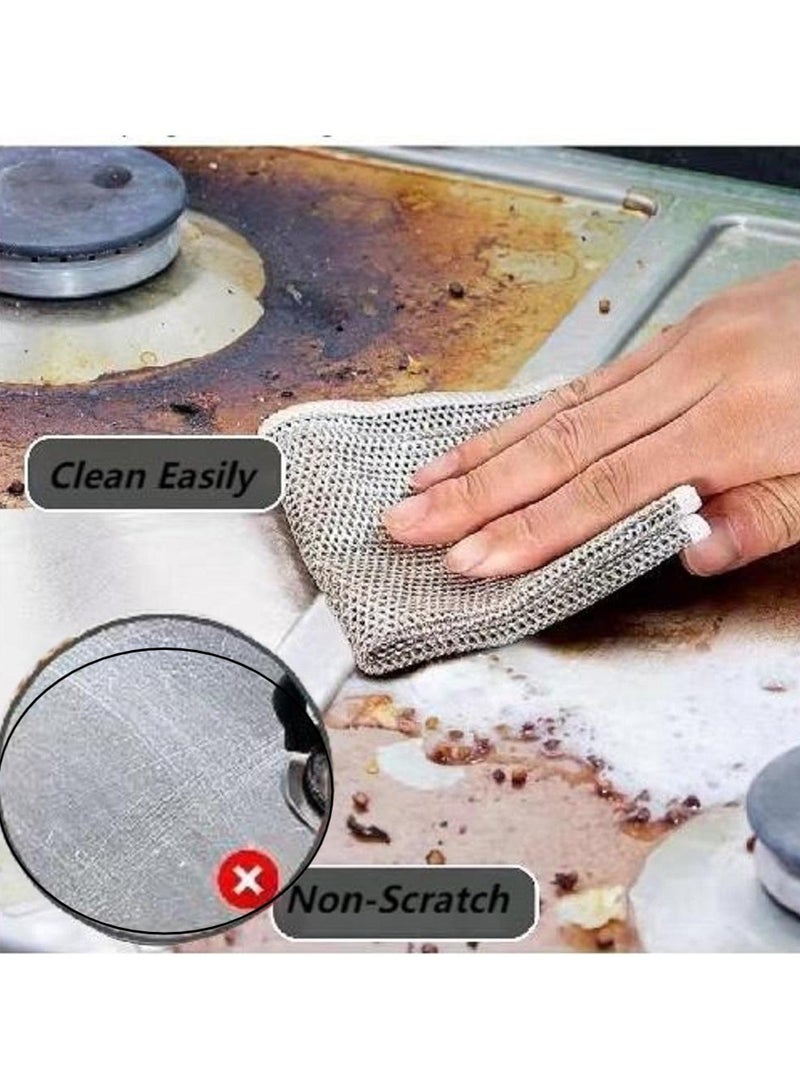 BenQuand 6 Pack pieces of steel wire dish washing cloth, daily cleaning cloth, grid silver wire cleaning cloth, washing dishes and washing pots to decontaminate - Image 2