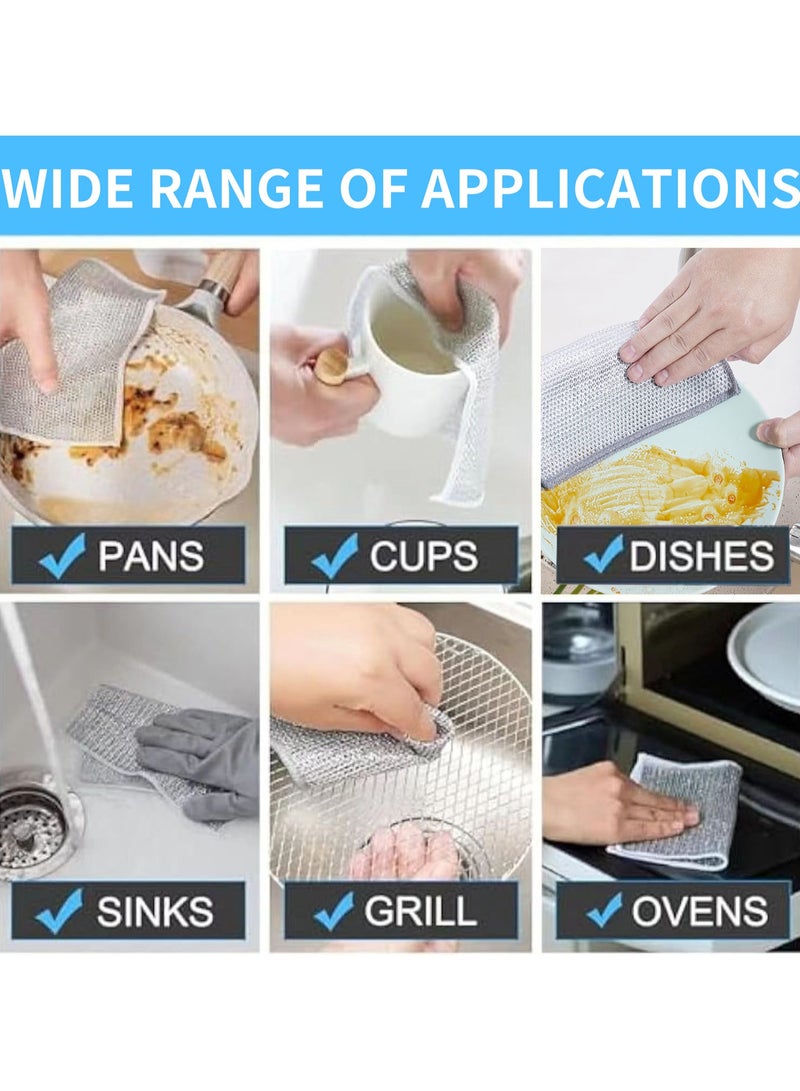 BenQuand 6 Pack pieces of steel wire dish washing cloth, daily cleaning cloth, grid silver wire cleaning cloth, washing dishes and washing pots to decontaminate - Image 3