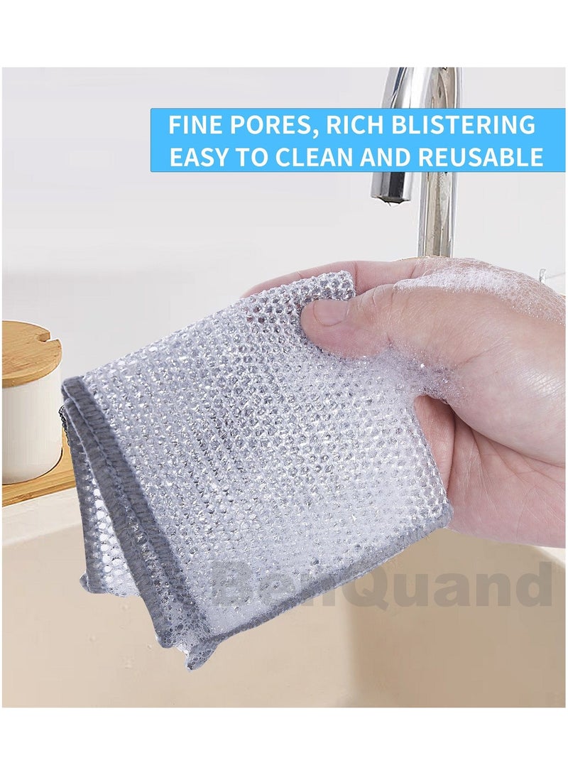 BenQuand 6 Pack pieces of steel wire dish washing cloth, daily cleaning cloth, grid silver wire cleaning cloth, washing dishes and washing pots to decontaminate - Image 4