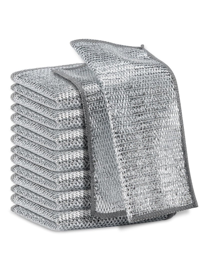 BenQuand 6 Pack pieces of steel wire dish washing cloth, daily cleaning cloth, grid silver wire cleaning cloth, washing dishes and washing pots to decontaminate - Image 1