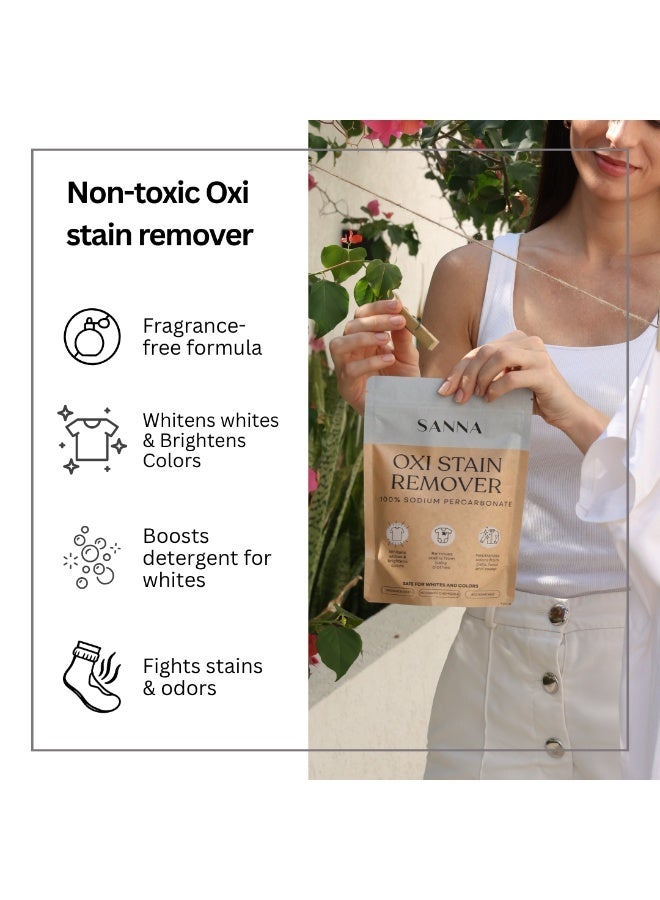 SANNA Sodium Percarbonate 100% Pure - Natural Oxi Stain Remover, Powerful Eco-friendly Laundry Whitener - Removes Stains & Odors - Fragrance-free, No Bleach - Safe For Whites & colors - 400g - Image 3
