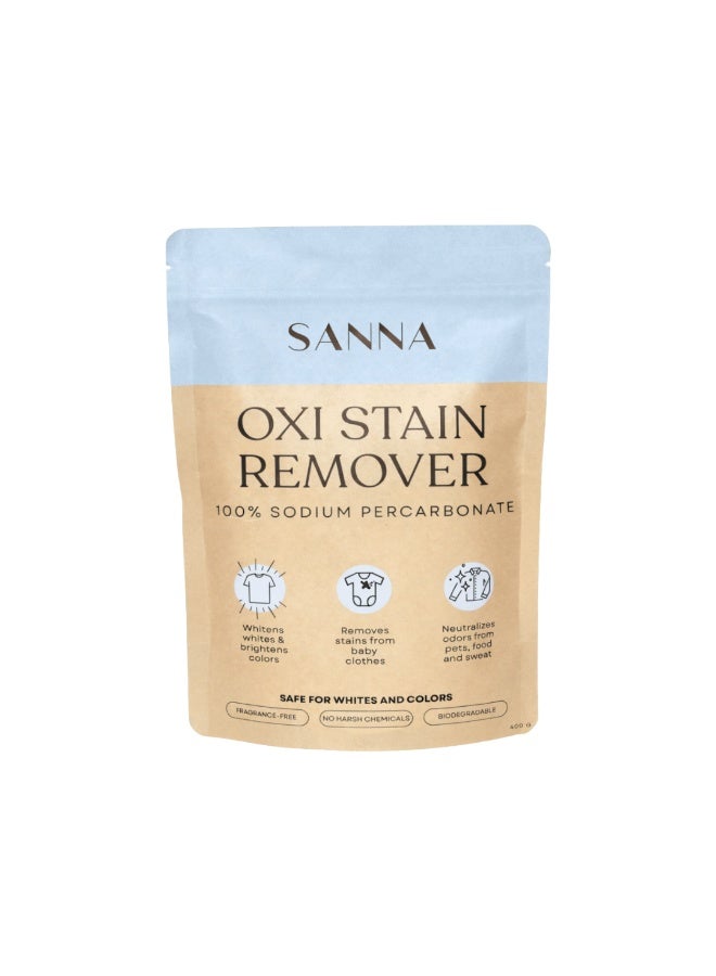 SANNA Sodium Percarbonate 100% Pure - Natural Oxi Stain Remover, Powerful Eco-friendly Laundry Whitener - Removes Stains & Odors - Fragrance-free, No Bleach - Safe For Whites & colors - 400g - Image 1