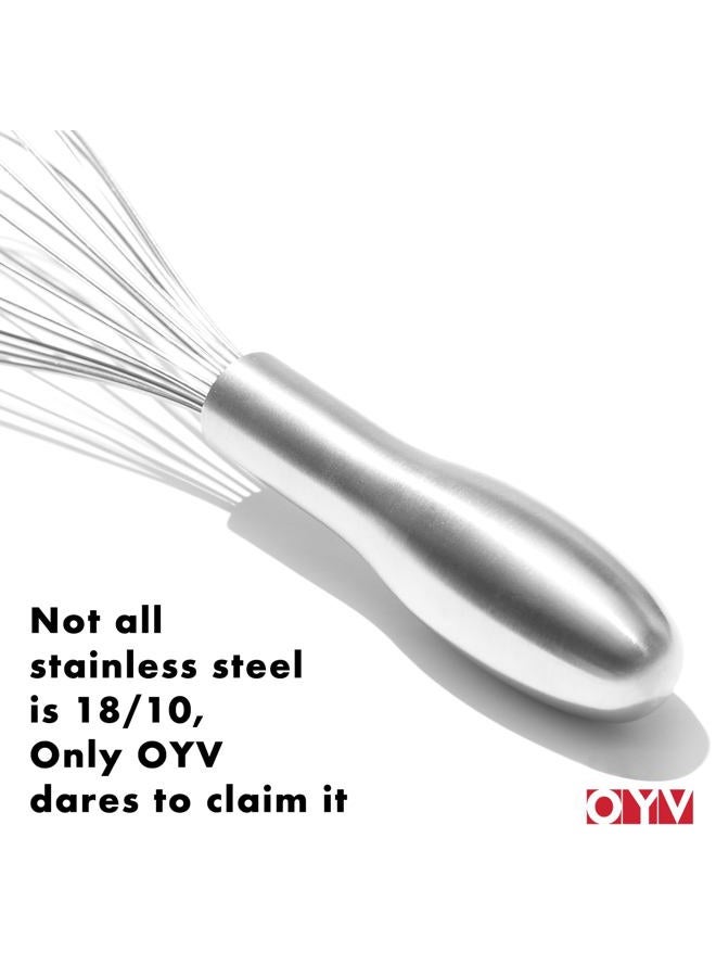 OYV 12" Whisk for Cooking, Ergonomic Handle, Dishwasher Safe 18/10 Stainless Steel Whisk, Professional Kitchen Wire Whisk, Perfect for Blending, Whisking, Baking, and Beating - Image 3