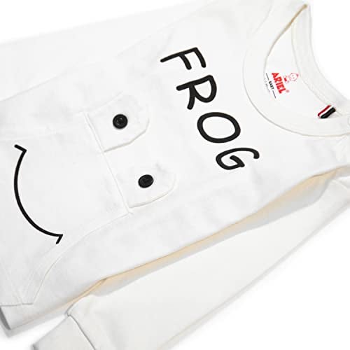 ARIEL Cotton Clothing Sets For Boys & Girls - Unisex Clothing Sets Full Sleeve Printed T-Shirt & Pant -Size(18-24 Months) -Style(White-Frog) - Image 3