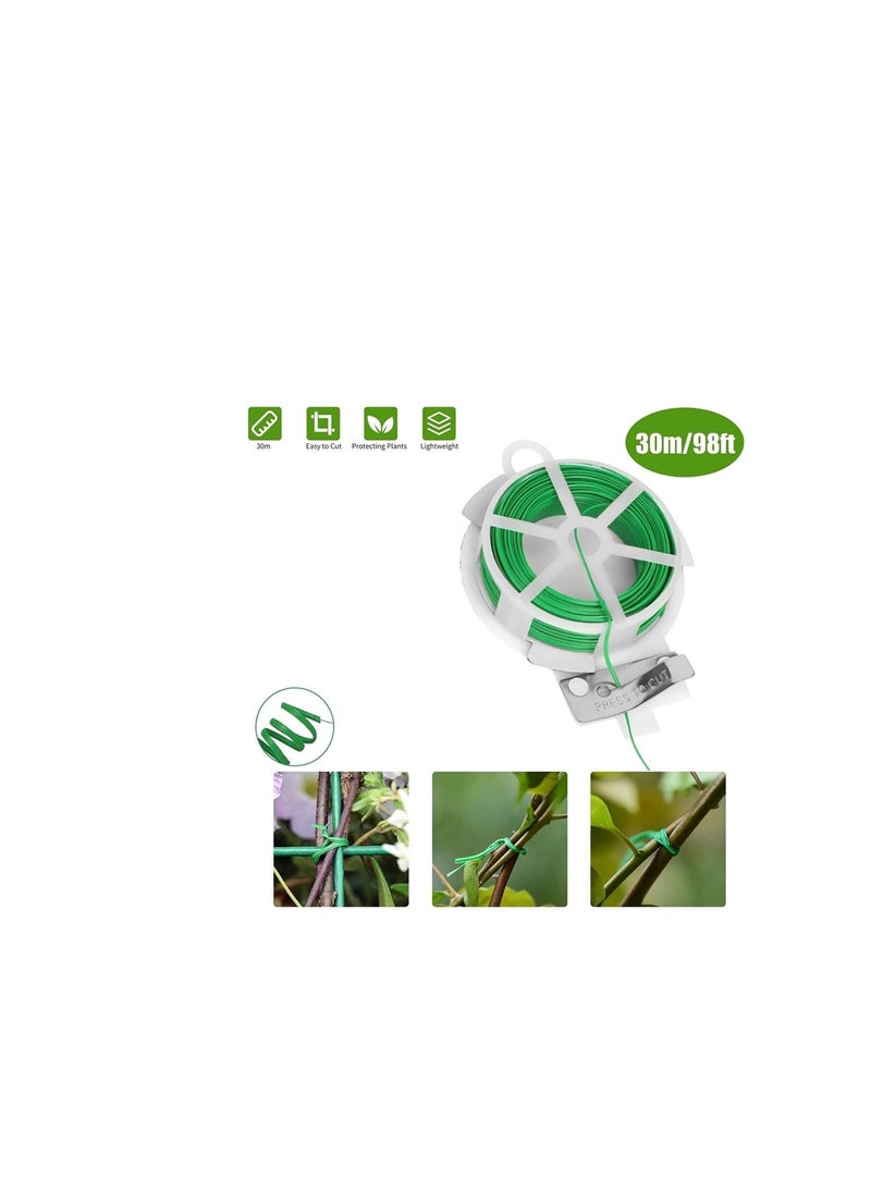 ABBASALI Green Color Plastic Twist Tie Wire Spool with Cutter for Garden Yard Plant 30 Meter  - Image 2