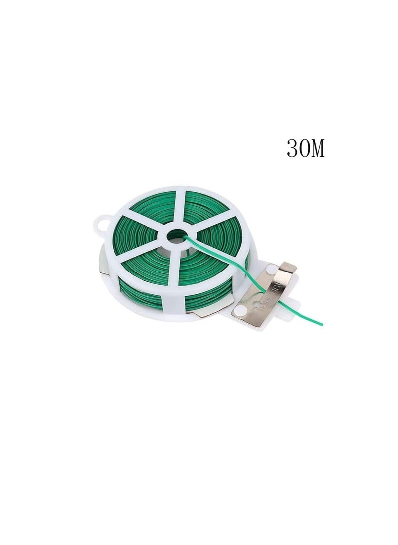 ABBASALI Green Color Plastic Twist Tie Wire Spool with Cutter for Garden Yard Plant 30 Meter  - Image 1