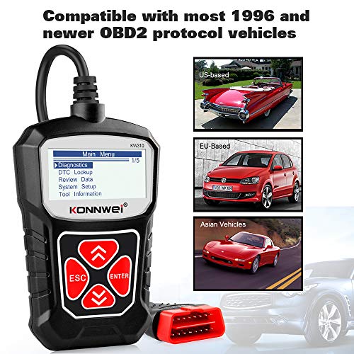 KONNWEI KW310 OBD2 Scanner Full OBDII Functions 10 Modes Car Engine Diagnostic Scanner Tool for All 1996 and Newer Cars (Black) - Image 4