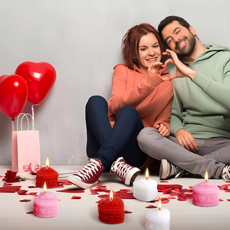 Shupakul 6 Pcs Valentine's Day Heart Candles- Love Heart Shape Scented Candles- Handmade Aromatherapy Candles for Valentine's Day, Wedding, Anniversary, Birthday, Home Decor (Red, White, Pink) - Image 4