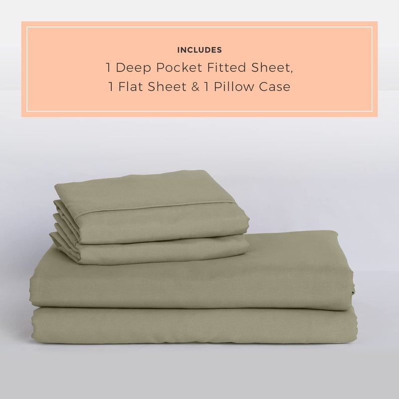 PeachSkinSheets مجموعة الخضار الخضراء Sage Sage - مستوى 1500TC من النعومة - أوراق تبريد ناعمة إضافية للنوم الساخن والتعرق الليلي - الحجم التوأم XL  - Image 2