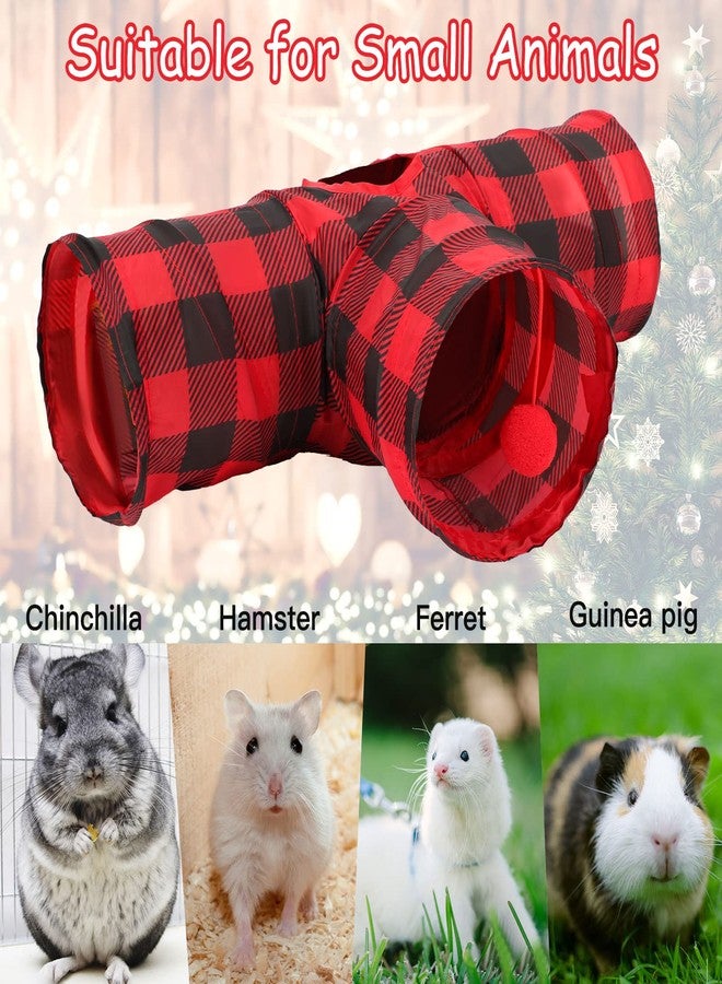 YUEPET Guinea Pig Tunnel and Tube Collapsible 3 Way Guinea Pig Hideout with Classic Christmas Style, Small Animal Tunnel for Guinea Pig Ferret Hamster Chinchilla - Image 4