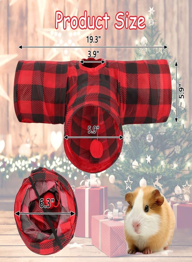 YUEPET Guinea Pig Tunnel and Tube Collapsible 3 Way Guinea Pig Hideout with Classic Christmas Style, Small Animal Tunnel for Guinea Pig Ferret Hamster Chinchilla - Image 2