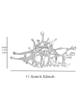 Y2k Geometric Claw Clips Women Large Metal Silver Color Korean Fashion Shark Hair Clips Grab Clamps Girls Hair Accessories - view 2