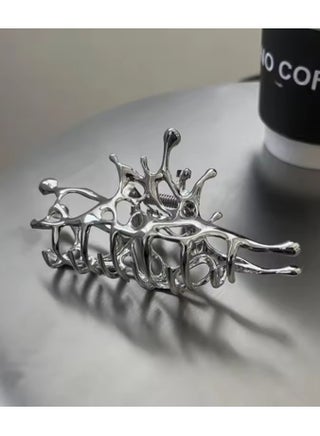Y2k Geometric Claw Clips Women Large Metal Silver Color Korean Fashion Shark Hair Clips Grab Clamps Girls Hair Accessories - view 3