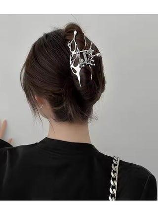 Y2k Geometric Claw Clips Women Large Metal Silver Color Korean Fashion Shark Hair Clips Grab Clamps Girls Hair Accessories - view 4