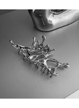 Y2k Geometric Claw Clips Women Large Metal Silver Color Korean Fashion Shark Hair Clips Grab Clamps Girls Hair Accessories - view 5