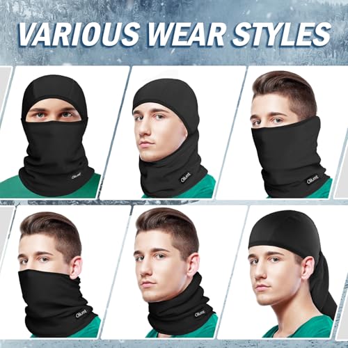 Oliumt Balaclava Ski Mask for Men & Women - Winter Face Mask with Multiple Wear Styles - for Outdoor Sports & Cold Weather (US, Alpha, One Size, Pure Black) - Image 3