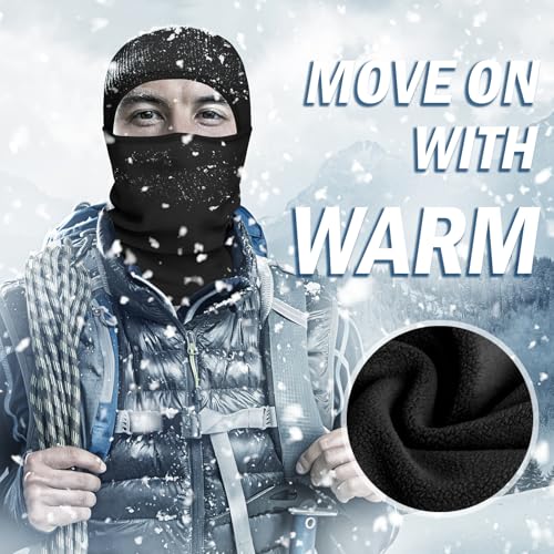 Oliumt Balaclava Ski Mask for Men & Women - Winter Face Mask with Multiple Wear Styles - for Outdoor Sports & Cold Weather (US, Alpha, One Size, Pure Black) - Image 4