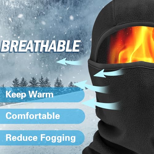 Oliumt Balaclava Ski Mask for Men & Women - Winter Face Mask with Multiple Wear Styles - for Outdoor Sports & Cold Weather (US, Alpha, One Size, Pure Black) - Image 2