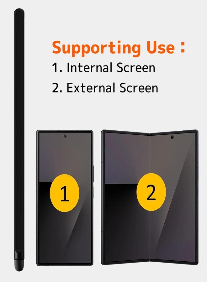 NINKI Pen for Samsung Galaxy Z Fold 7 Stylus (Support Both Internal External Screen), Slim Metal Alloy Fold7 SPen Replacement for Galaxy Z Fold 7 6 5 Phone Touch Screen S Pen Fold Edition - Black - Image 2