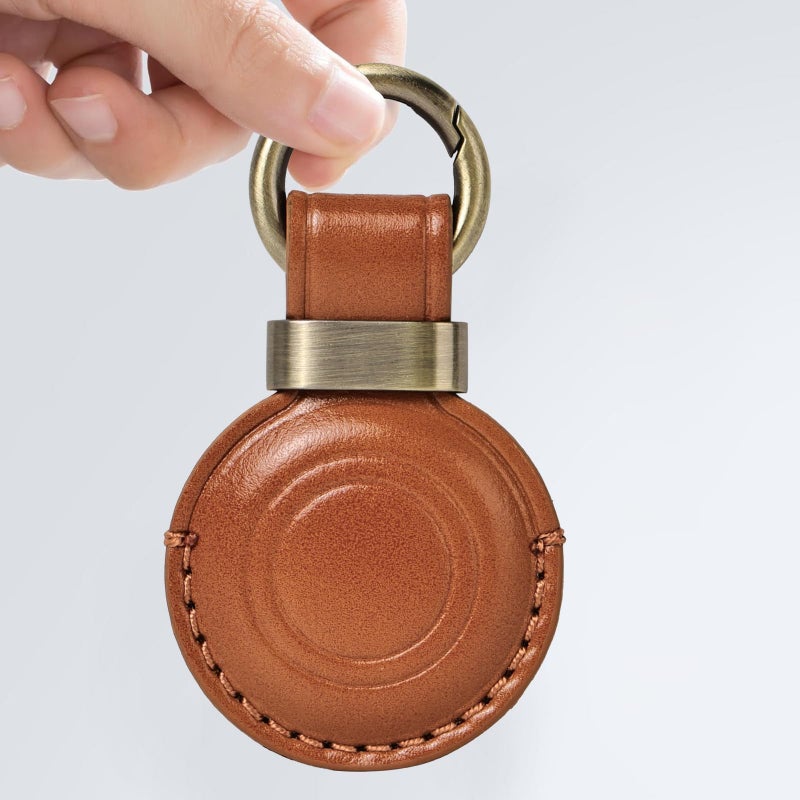 MOLOVA 1|2|4 Pack Leather Holder Keychain for AirTag 2nd Gen (2026) & 1st Gen, Compact Design with Air tag Case, Secure Protective Cover with Ring Car Keys Chain Fob Accessories, Vintage Color - Image 2