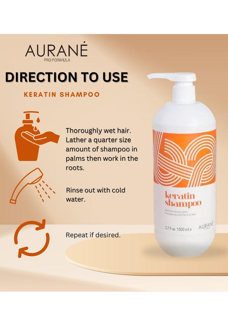 AURANE Keratin Shampoo & Conditioner 1000ml- Deep Hydration, Nourishing Formula for Silky Smooth Hair- Restorative Treatment - Sulfate-Free, Paraben-Free - Suitable for All Hair Types (1000ML X 2)  - Image 3