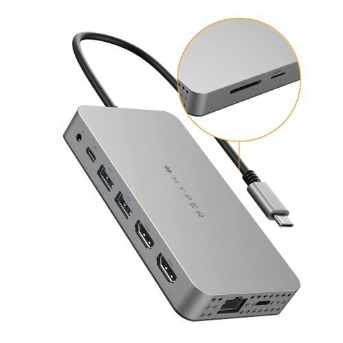 HyperDrive M1 M2 MacBook Pro USB C Hub - 10-in-1 USB Hub Dual 4K HDMI, Ethernet, USB-A, USB C Adapter - Image 1