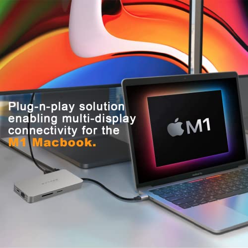 HyperDrive M1 M2 MacBook Pro USB C Hub - 10-in-1 USB Hub Dual 4K HDMI, Ethernet, USB-A, USB C Adapter - Image 3