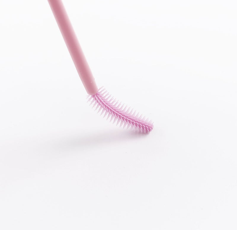 BIHRTC Pack of 100 One-Off Disposable Silicone Eyelash Mascara Brushes Wands Applicator Eyebrow Brush Makeup Tool Kit Set (Tower Shape - Pink) - Image 4