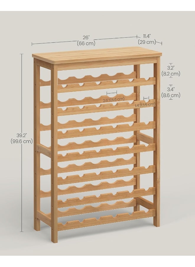 SONGMICS SONGMICS 42-Bottle Wine Rack Free Standing Floor, 7-Tier Display Wine Storage Shelves with Table Top, Bamboo Wobble-Free Bottle Holder for Kitchen Bar Dining Room Living Room, Natural - Image 5