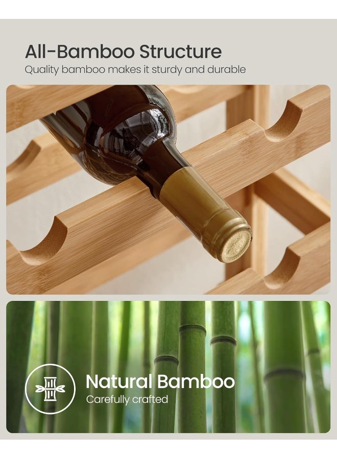 SONGMICS SONGMICS 42-Bottle Wine Rack Free Standing Floor, 7-Tier Display Wine Storage Shelves with Table Top, Bamboo Wobble-Free Bottle Holder for Kitchen Bar Dining Room Living Room, Natural - Image 4