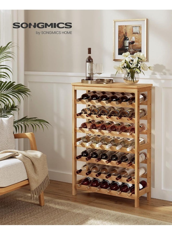 SONGMICS SONGMICS 42-Bottle Wine Rack Free Standing Floor, 7-Tier Display Wine Storage Shelves with Table Top, Bamboo Wobble-Free Bottle Holder for Kitchen Bar Dining Room Living Room, Natural - Image 2