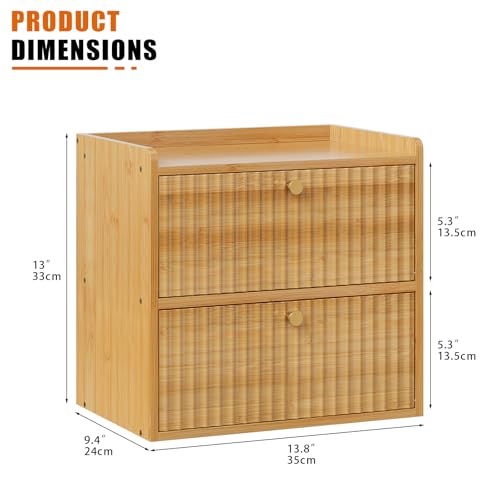 Trironsun Rustic Bread Box for Kitchen Countertop Bamboo Bread Storage Container Bin Double Layer BreadBox Farmhouse Large Capacity Food Organizer (Natural Bamboo) - Image 5