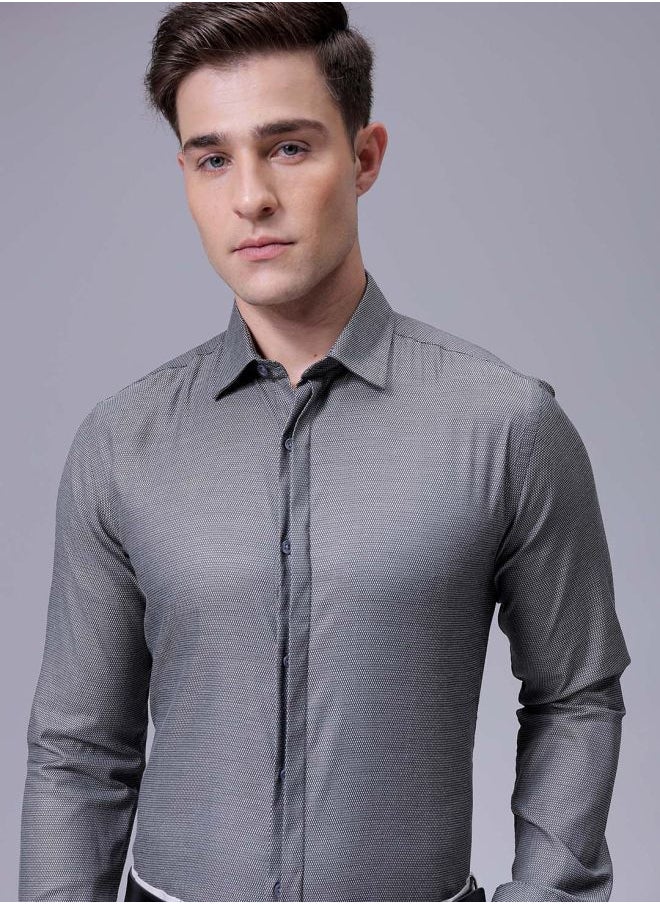 The Indian Garage Co Men Slim Fit Solid Full Sleeves Cutaway Collar Formal Shirt  - Image 1