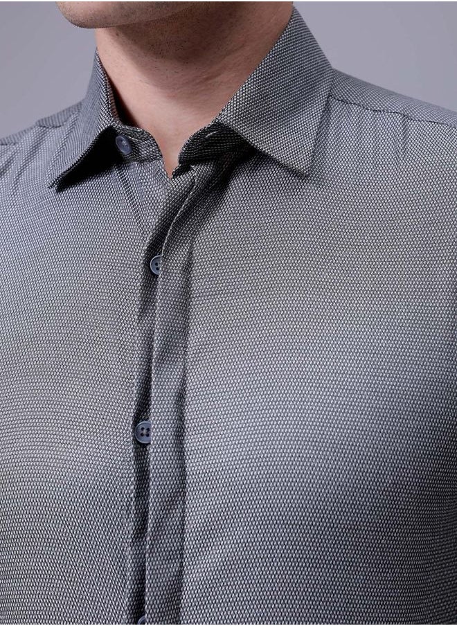 The Indian Garage Co Men Slim Fit Solid Full Sleeves Cutaway Collar Formal Shirt  - Image 5