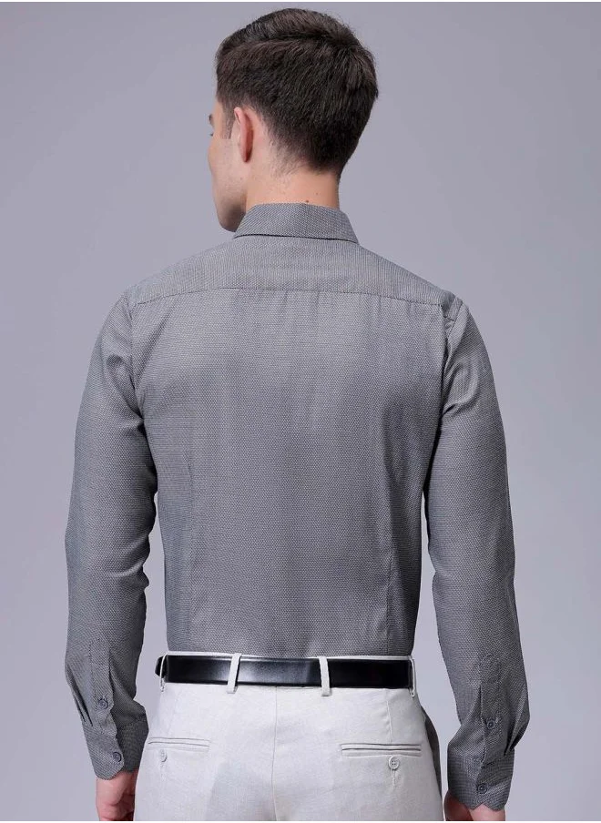 The Indian Garage Co Men Slim Fit Solid Full Sleeves Cutaway Collar Formal Shirt