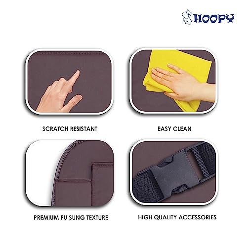 HOOPY Pu Leather Auto Car Back Seat Organizer With Foldable Dining Table Tray, Multipocket Storage Tablet, Bottle And Tissue Paper Holder Brown - Automobiles - Image 3