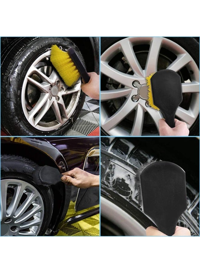 2 مجموعة فرشاة عجلة وطوق لتنظيف السيارة، فرشاة عجلة للتنظيف، فرشاة تنظيف عجلات السيارات، فرشاة شعرية لتنظيف الأدوات - Image 3