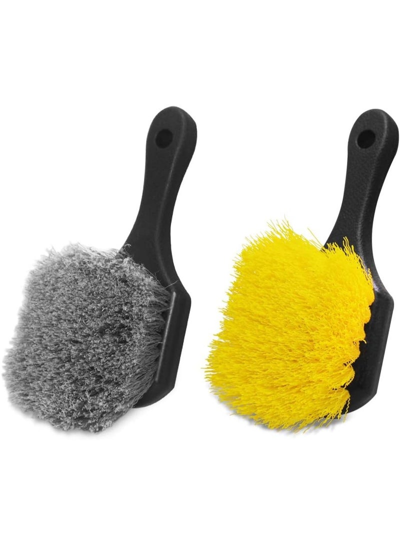 2 مجموعة فرشاة عجلة وطوق لتنظيف السيارة، فرشاة عجلة للتنظيف، فرشاة تنظيف عجلات السيارات، فرشاة شعرية لتنظيف الأدوات - Image 2