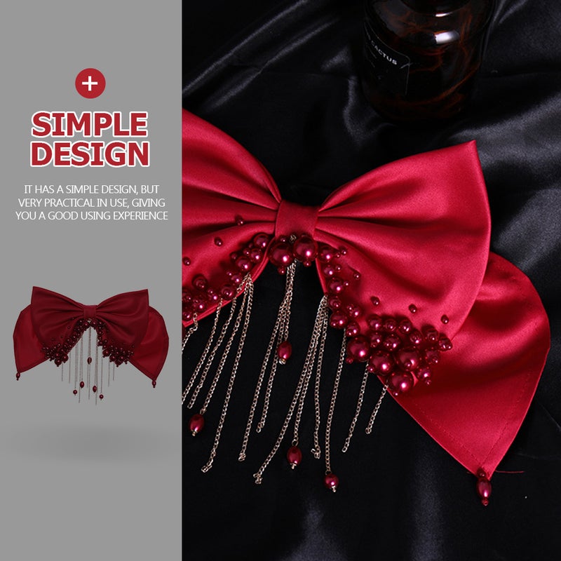 💄 مشبك شعر عروس بتصميم قوس وشرابة لؤلؤية - Image 4