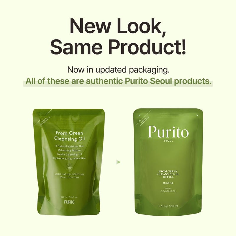 PURITO From Green Cleansing Oil Refill, Fragrance-Free Makeup Remover for Face & Eyes, Gentle Vegan Oil Cleanser for Sunscreen & Waterproof Makeup, Cruelty-Free Korean Skin Care - Image 3