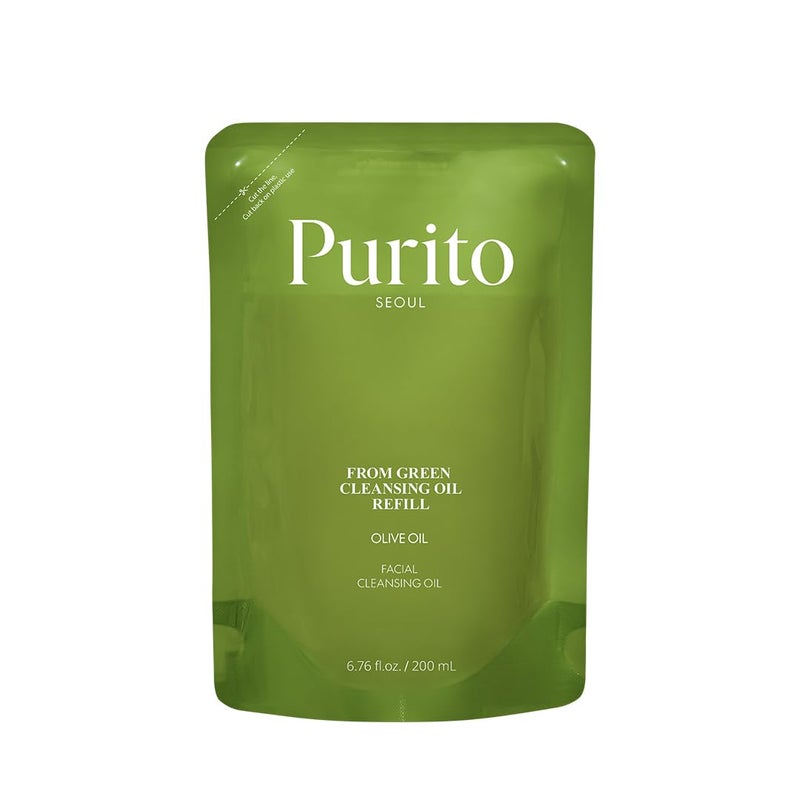 PURITO From Green Cleansing Oil Refill, Fragrance-Free Makeup Remover for Face & Eyes, Gentle Vegan Oil Cleanser for Sunscreen & Waterproof Makeup, Cruelty-Free Korean Skin Care - Image 1