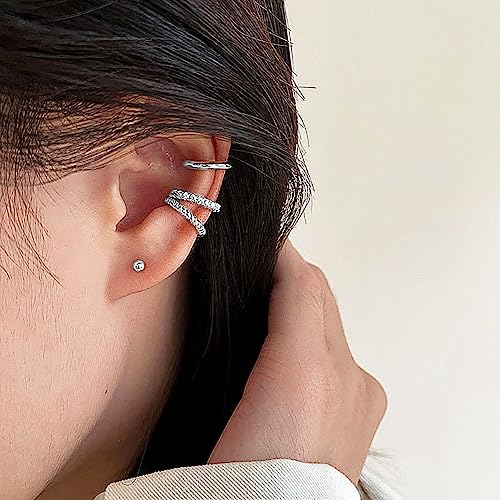 PANSHI  3Pcs Ear Cuffs Non Piercings, Teen Gifts Trendy Silver Clip On Earrings for Teens Women Jewelry Set Gifts for Teen Teenage Women (Silver) - Image 5