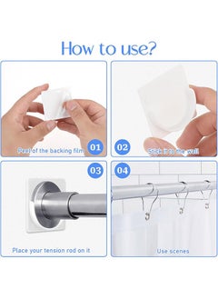 Generic Adhesive Curtain Rod Holder, 4pcs Curtain Rod Holders No Drilling, Wall Mounted Shower Rods Holder Tension Retainer for Bathroom, Bedroom, Wardrobe, Balcony, White  - Image 5