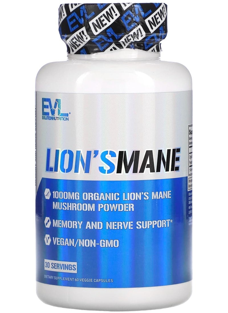EVLUTION NUTRITION Lion's Mane, 60 Veggie Capsules 