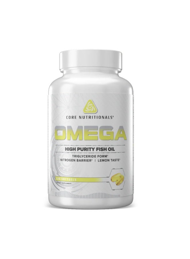Omega High Purity Fish Oil – 1300mg Omega-3s (EPA & DHA), Supports Brain, Heart & Joint Health, Ultra-Pure Triglyceride Form, Fresh Lemon Flavor – 120 Softgels