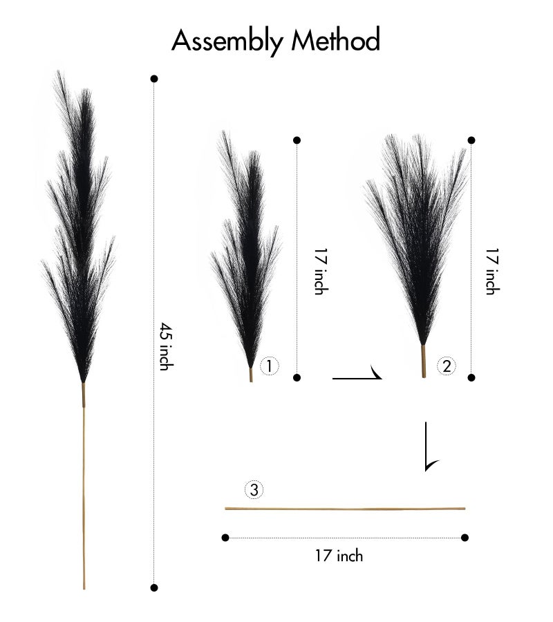 SeptCat 9 Pcs 45" Faux Dried Pampas Grass Tall Decor, Fluffy Fake Long Pompas Artificial Black Grey Gray Pompous Stems Bouquet Flower Arrangement Vase Filler for Boho Home Wedding Decoration - Image 3