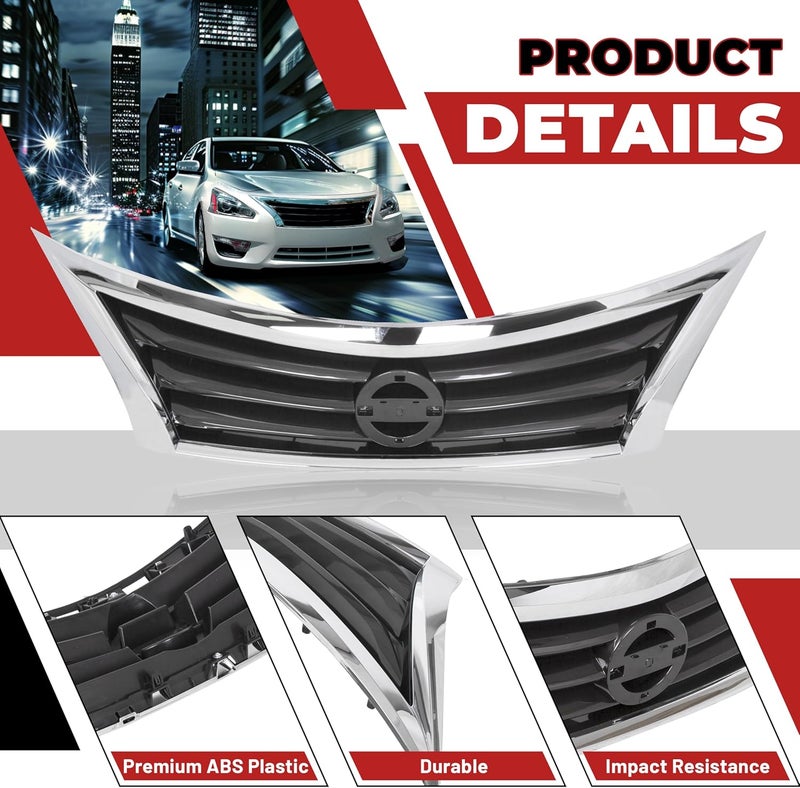HECASA Front Bumper Grill Upper Grille for 2013-2015 Nissan Altima Sedan - Replacement for 623103TA0A NI1200250 - Image 3