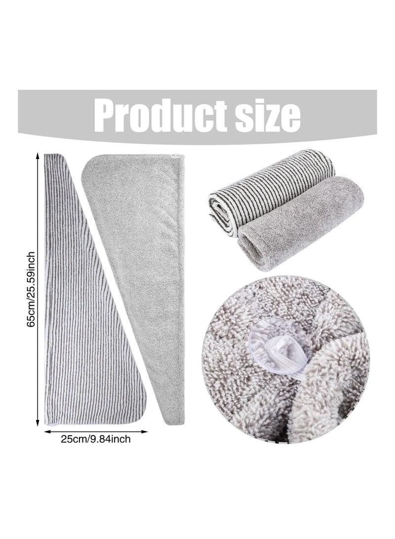 SYOSI 2 Pcs Microfiber Hair Towel Wrap Hair Turban Towel Soft and Anti Frizz Head Towel Super Absorbent Hair Drying Towel with Buttons Fasten Salon Dry Hair Hat for Women Girls - Image 5